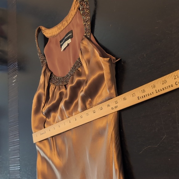 Donna Morgan brown silk dress with sequin neckline - Picture 8 of 10